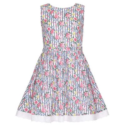 Pink floral stripe sleeveless party dress